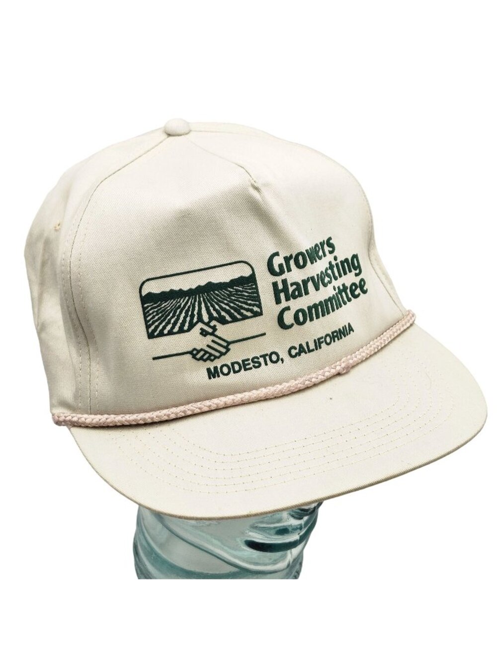 Growers Harvesting Committee Modesto CA Light Green Snapback Hat AG Farmers